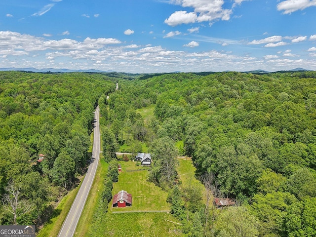 drone / aerial view of a heavily wooded area