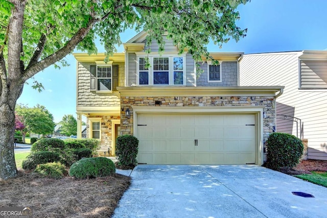 2505 Thackery Ct, Cumming, GA 30041 - view of front of house featuring stone siding, concrete driveway, and an attached garage