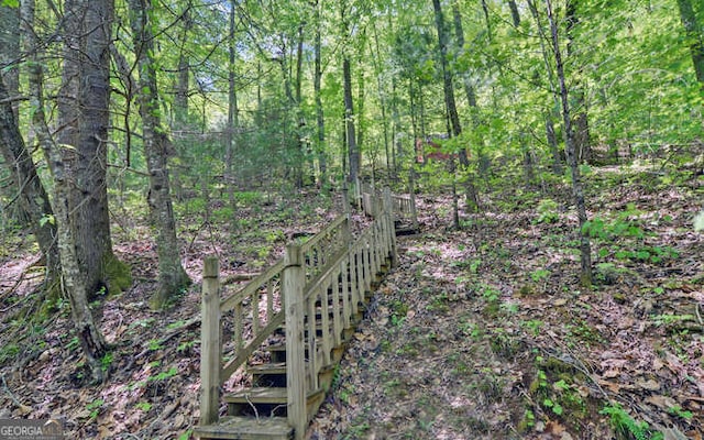 view of wooded area