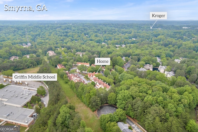 drone / aerial view of a forest