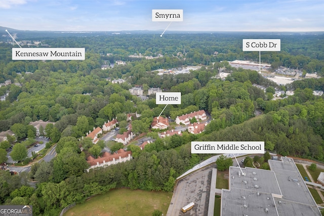 bird's eye view of a heavily wooded area