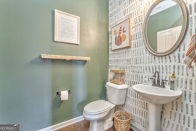214 Willowbrook Way SE, Calhoun, GA 30701 - half bathroom featuring toilet and wood finished floors