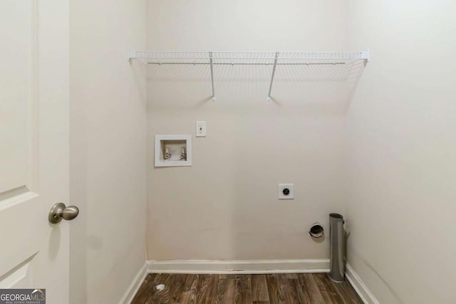 255 Dublin Way, Dallas, GA 30132 - laundry room featuring electric dryer hookup, hookup for a washing machine, and dark wood-type flooring
