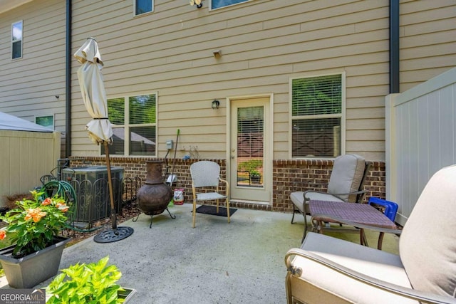 view of patio with central air condition unit