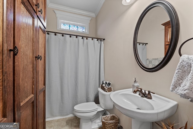 124 Belford Way, Locust Grove, GA 30233 - full bath with crown molding, tile patterned flooring, and curtained shower