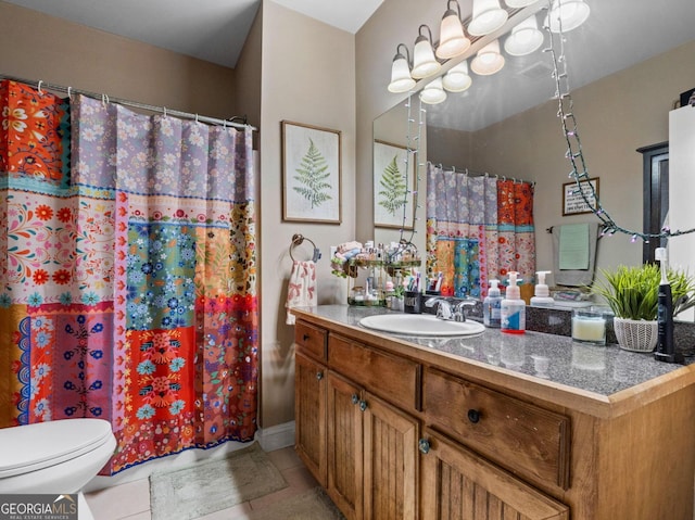 124 Belford Way, Locust Grove, GA 30233 - full bath with tile patterned flooring, vanity, and curtained shower