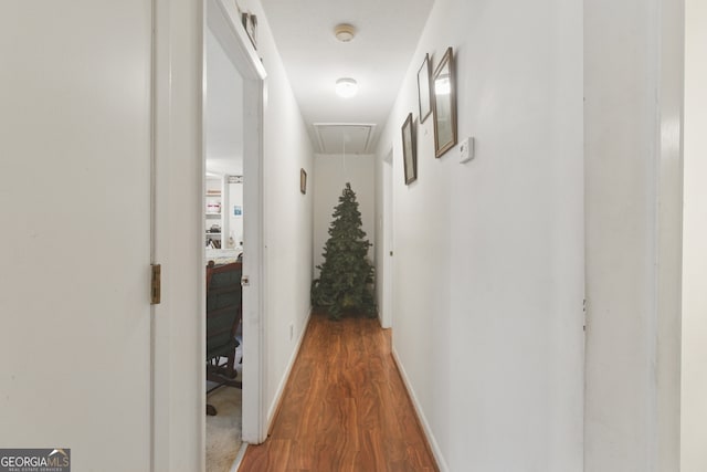 154 Willowdell Dr, Toccoa, GA 30577 - corridor featuring attic access, wood finished floors, and baseboards