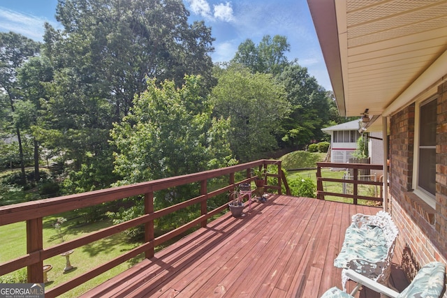 154 Willowdell Dr, Toccoa, GA 30577 - deck featuring a lawn and view of scattered trees
