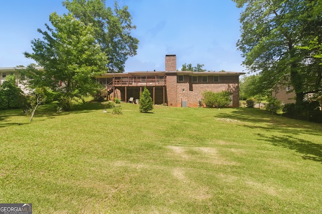 154 Willowdell Dr, Toccoa, GA 30577 - view of grassy yard featuring stairway and a wooden deck