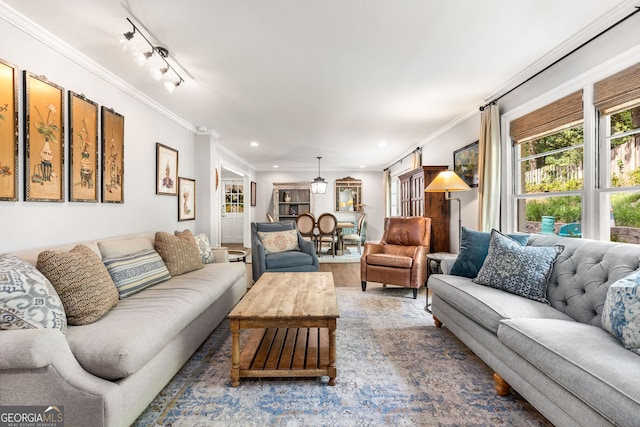 504 Kingswood Ln NW, Atlanta, GA 30305 - living area featuring ornamental molding, recessed lighting, and wood finished floors