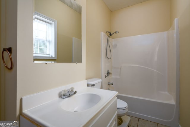 6391 Compass Dr, Flowery Branch, GA 30542 - full bath with vanity, tile patterned flooring, and bathing tub / shower combination