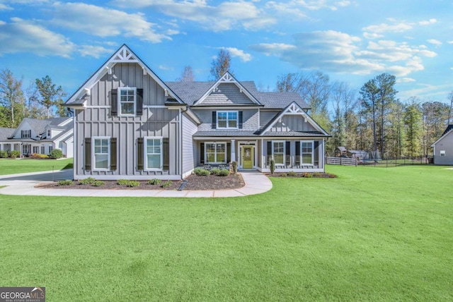 92 Gordon Oaks Way, Moreland, GA 30259 - view of front of house featuring board and batten siding and covered porch