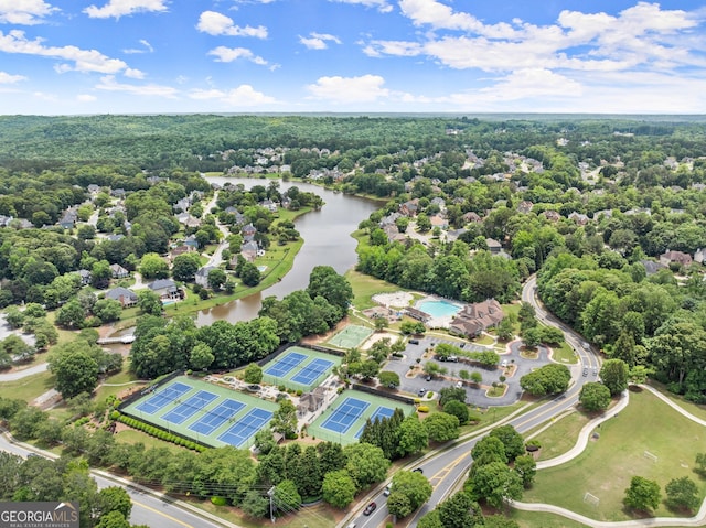 1721 Mulberry Lake Dr, Dacula, GA 30019 - aerial view of a large body of water and a heavily wooded area