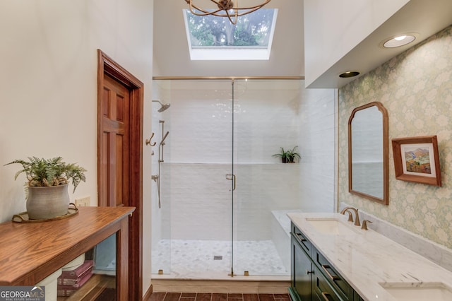 3741 Windhurst Dr SW, Lilburn, GA 30047 - bathroom with a stall shower and double vanity