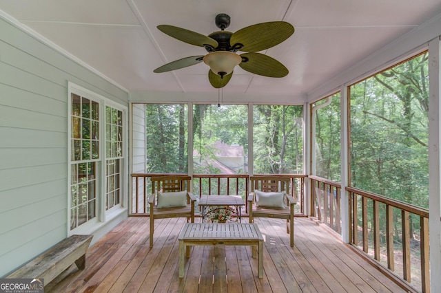 3741 Windhurst Dr SW, Lilburn, GA 30047 - sunroom featuring ceiling fan
