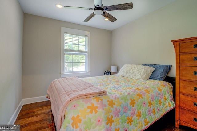 22 Waters Bridge Cir, Covington, GA 30014 - bedroom featuring wood finished floors, baseboards, recessed lighting, and a ceiling fan