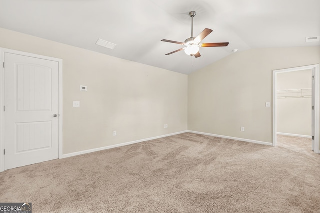116 Cabin Way, Hampton, GA 30228 - unfurnished room with a ceiling fan, lofted ceiling, light carpet, and baseboards