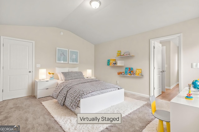116 Cabin Way, Hampton, GA 30228 - bedroom with lofted ceiling and light carpet