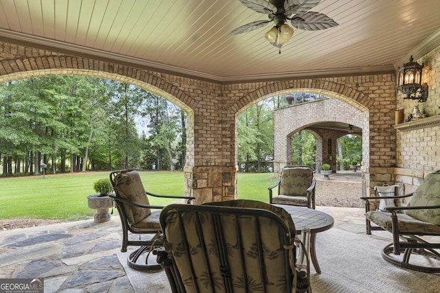 view of patio / terrace with ceiling fan