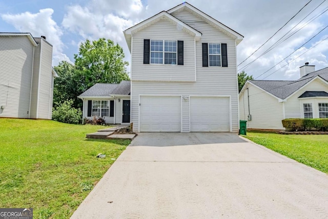 4889 Hidden Creek Pl, Decatur, GA 30035 - traditional-style home with an attached garage, concrete driveway, and a front lawn