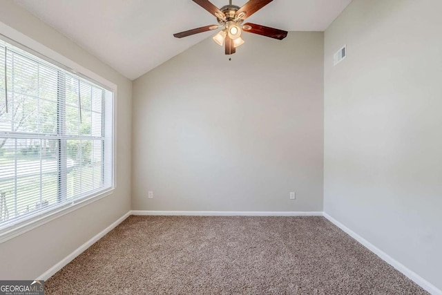 4889 Hidden Creek Pl, Decatur, GA 30035 - unfurnished room with carpet floors, a ceiling fan, and vaulted ceiling