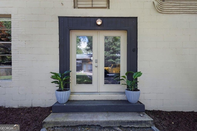 property entrance with french doors