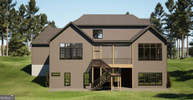 6740 Pannell Rd, Buford, GA 30518 - back of property featuring stairs, a yard, and a patio