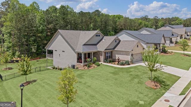 438 Southland Cir, Canton, GA 30115 - view of front of house featuring cooling unit, a garage, concrete driveway, roof with shingles, and brick siding