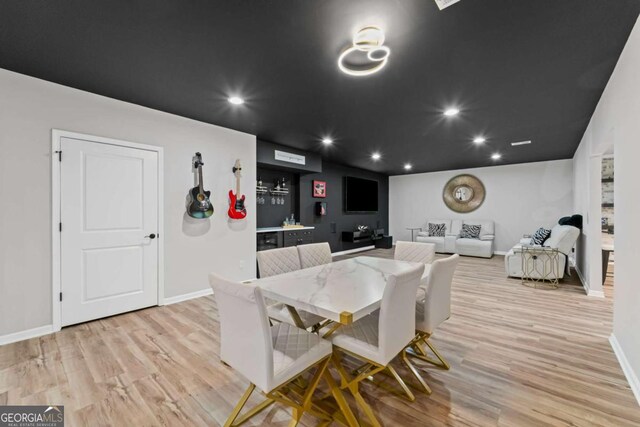 438 Southland Cir, Canton, GA 30115 - dining room with baseboards, light wood-type flooring, and recessed lighting