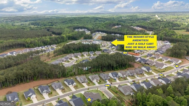 438 Southland Cir, Canton, GA 30115 - aerial overview of property's location featuring a heavily wooded area and nearby suburban area