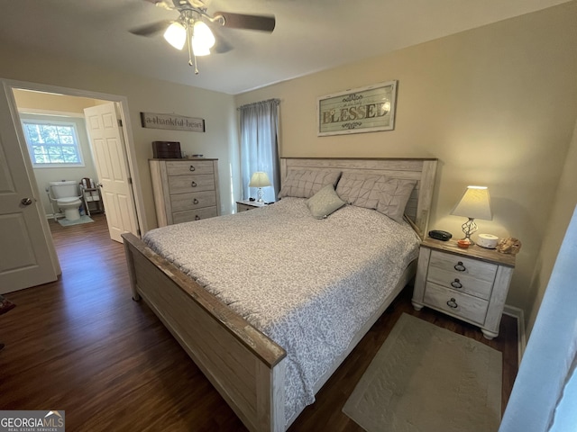 659 Voyles Rd, Carnesville, GA 30521 - bedroom with dark wood-style flooring and a ceiling fan