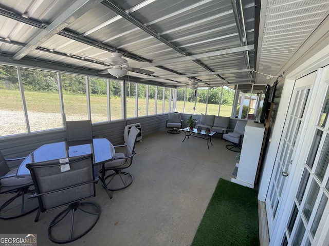 659 Voyles Rd, Carnesville, GA 30521 - sunroom / solarium with outdoor lounge area and ceiling fan