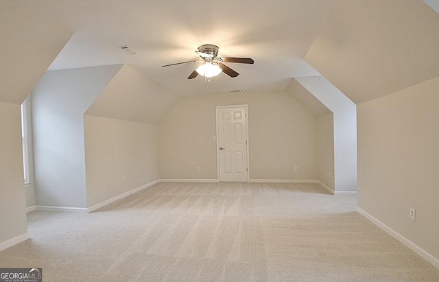 112 Windalier Rdg, Peachtree City, GA 30269 - bonus room featuring light carpet, ceiling fan, vaulted ceiling, and baseboards