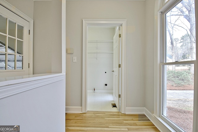 112 Windalier Rdg, Peachtree City, GA 30269 - corridor with baseboards and light wood-style floors