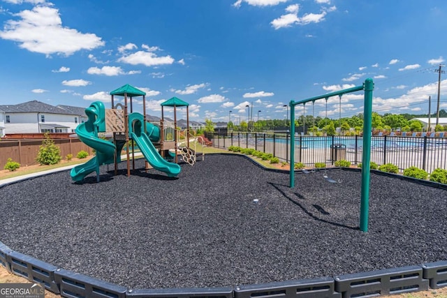 communal playground with fence