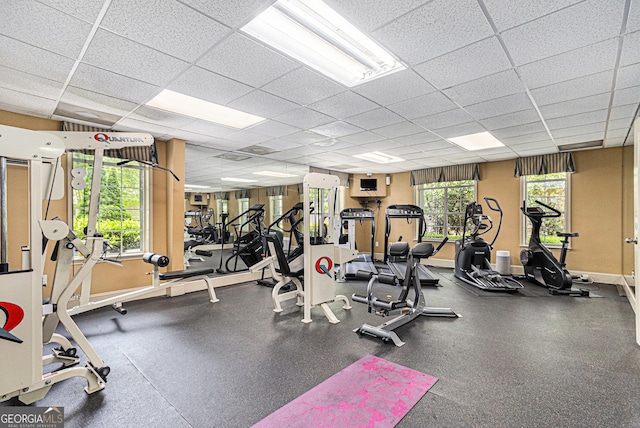 6900 Roswell Rd Unit F6, Atlanta, GA 30328 - exercise room with baseboards and a drop ceiling
