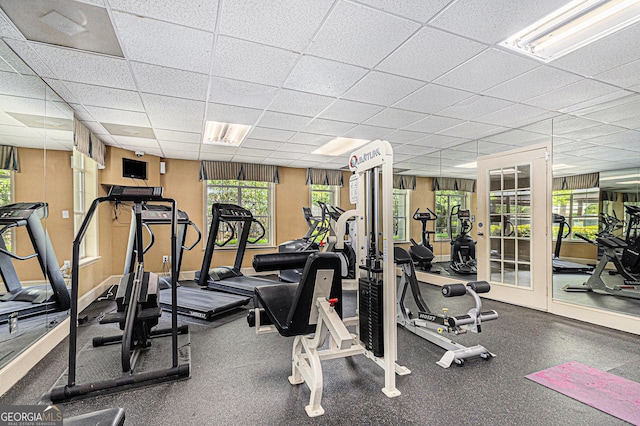 6900 Roswell Rd Unit F6, Atlanta, GA 30328 - exercise room featuring a paneled ceiling