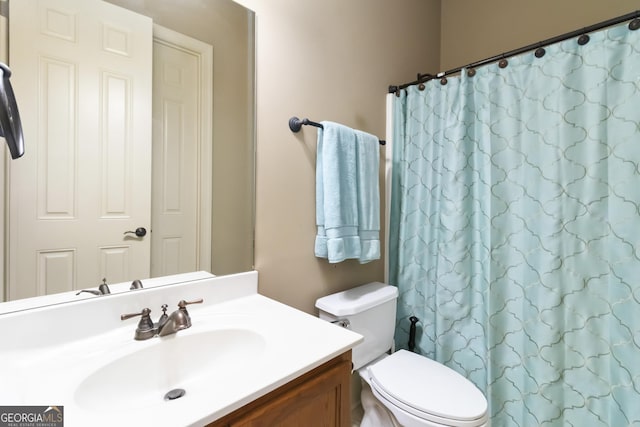 663 Warm Springs Ct, Loganville, GA 30052 - bathroom featuring vanity and curtained shower