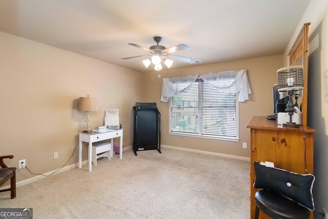 663 Warm Springs Ct, Loganville, GA 30052 - living area featuring a ceiling fan and carpet