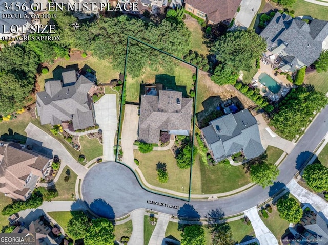 3456 Glen Mist Pl, Dacula, GA 30019 - aerial view of residential area with property boundaries highlighted