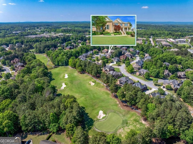 3456 Glen Mist Pl, Dacula, GA 30019 - view of property location with a golf course, property boundaries highlighted, and nearby suburban area