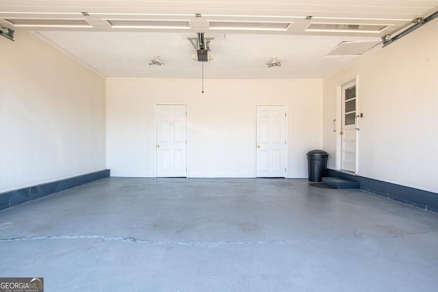 garage with a garage door opener