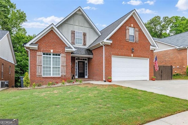 930 Brenau Point Dr, Gainesville, GA 30501 - traditional-style home with concrete driveway, board and batten siding, a garage, and brick siding