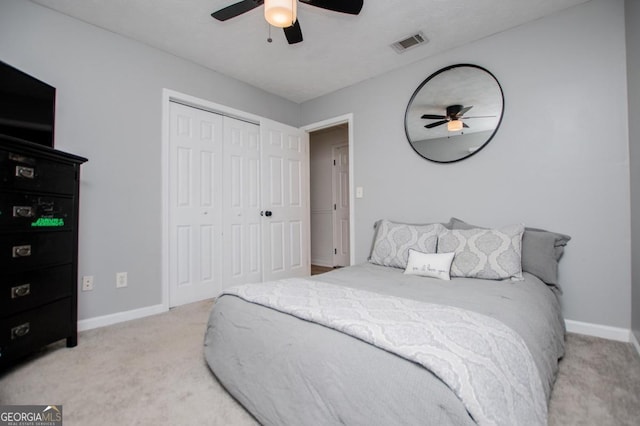 4529 Lakeview Dr, Powder Springs, GA 30127 - carpeted bedroom featuring a closet and ceiling fan