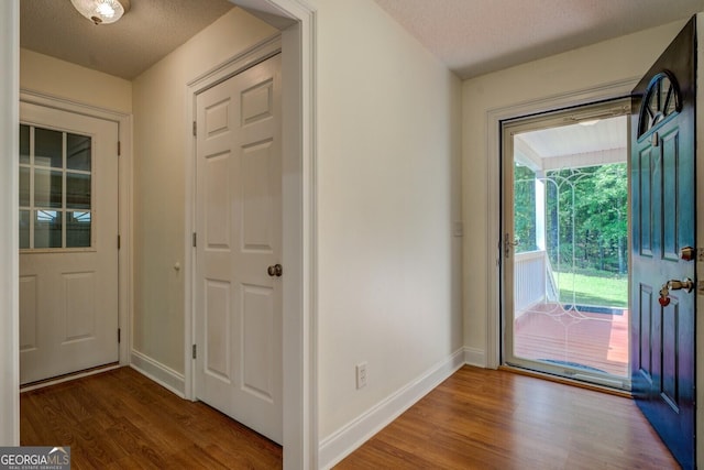 349 Bowen Hill Rd, Haddock, GA 31033 - entrance foyer with wood finished floors, baseboards, and a textured ceiling