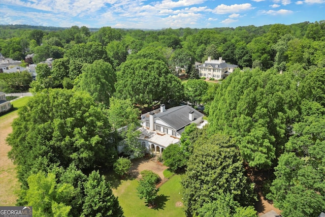 aerial view of a heavily wooded area
