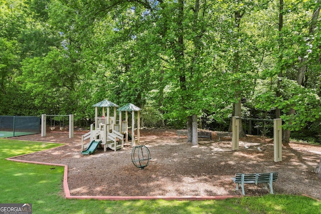 view of community jungle gym