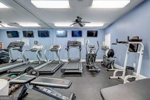 2700 Pine Tree Rd NE Unit 2204, Atlanta, GA 30324 - workout area featuring baseboards and ceiling fan