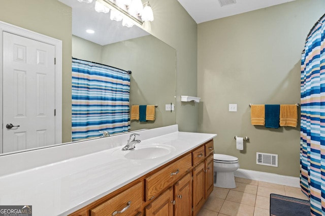 510 Jenna Trl, Mcdonough, GA 30252 - full bathroom featuring baseboards, tile patterned flooring, vanity, toilet, and curtained shower