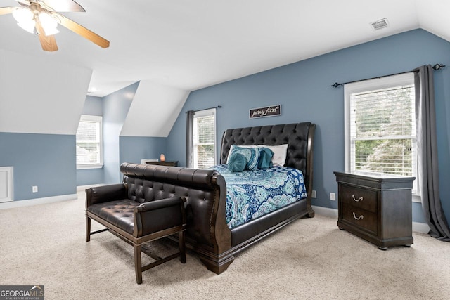 510 Jenna Trl, Mcdonough, GA 30252 - bedroom with lofted ceiling, a ceiling fan, multiple windows, and baseboards